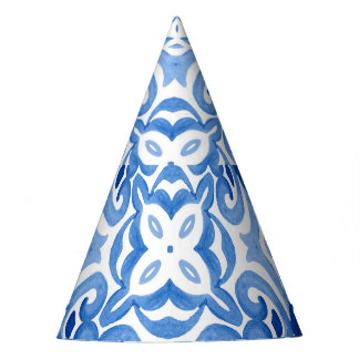 Chapeaux De Fêtes Carrelage blanc bleu, motif aquarelle sans couture