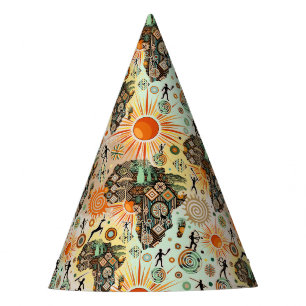 Chapeaux De Fêtes Carte d'Afrique Motif Décoratif d'Éléments Tribaux