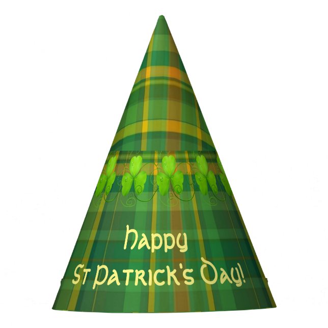 Chapeaux De Fêtes Carte verte irlandaise (Tartan) personnalisée (Devant)