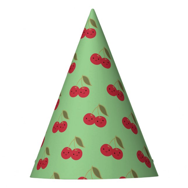 Chapeaux De Fêtes Carton mignon souriant Kawaii Cerises (Devant)