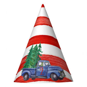 Chapeaux De Fêtes Casquette bleu de camion - rayure rouge - âge