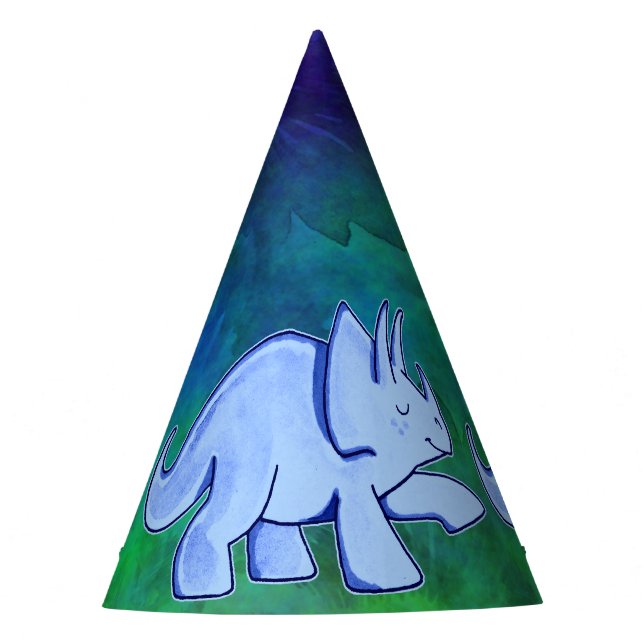 Chapeaux De Fêtes Casquette bleu de partie de papier de Triceratops (Devant)