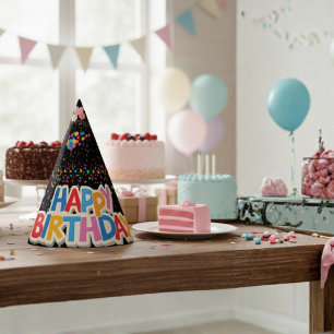 Chapeaux De Fêtes casquette de fête d'anniversaire noir coloré