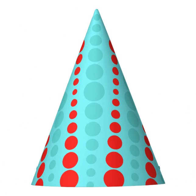 Chapeaux De Fêtes Casquette de la fête des points rouges et turquois (Devant)