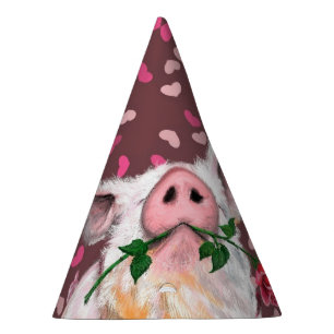 Chapeaux De Fêtes Casquette de la fête drôle, porc avec Rose