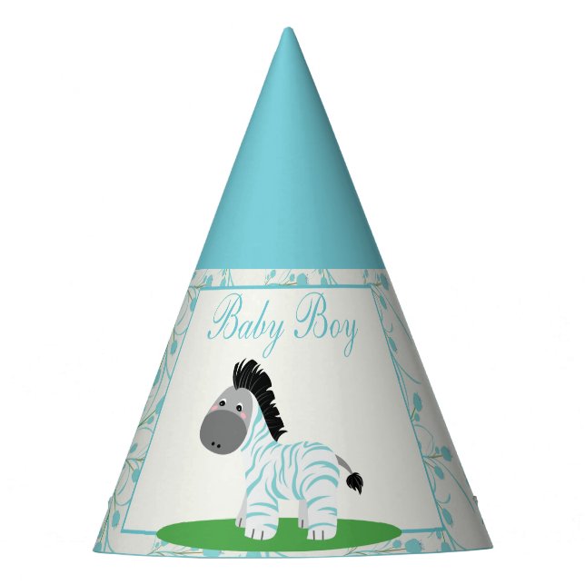 Chapeaux De Fêtes Casquette de la fête du Baby shower Blue Zebra (Devant)