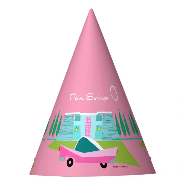 Chapeaux De Fêtes Casquette de la fête Retro Pink Palm Springs (Devant)