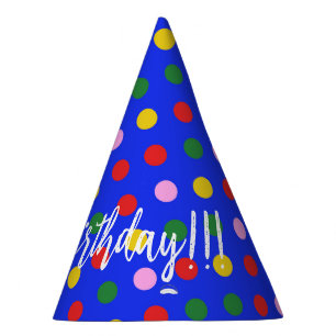 Chapeaux De Fêtes Casquette de parti_bleu avec points colorés, texte