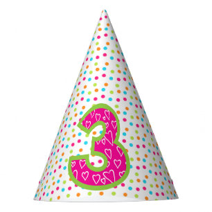 Chapeaux De Fêtes Casquette de partie/3ème anniversaire avec le poi