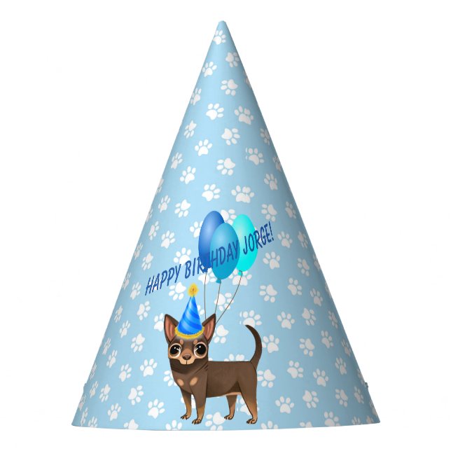 Chapeaux De Fêtes Casquette du parti Blue Chihuahua (Devant)