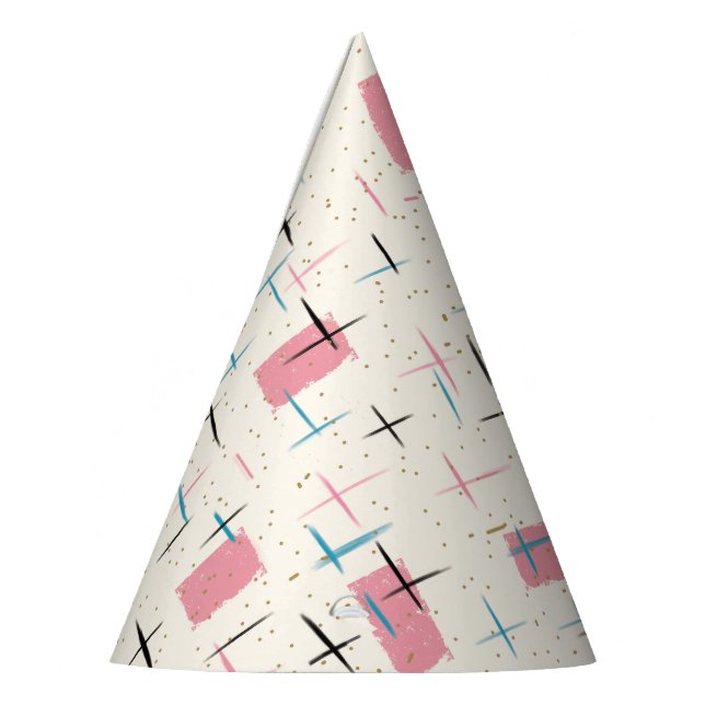 Chapeaux De Fêtes Casquette du parti Motif rétro-atomique rose (Gauche)