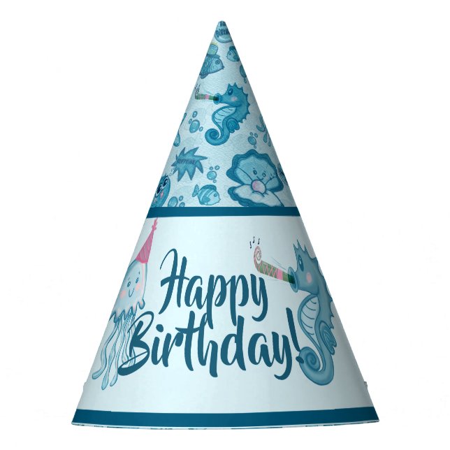 Chapeaux De Fêtes Casquettes de la fête d'anniversaire Sea Life (Devant)