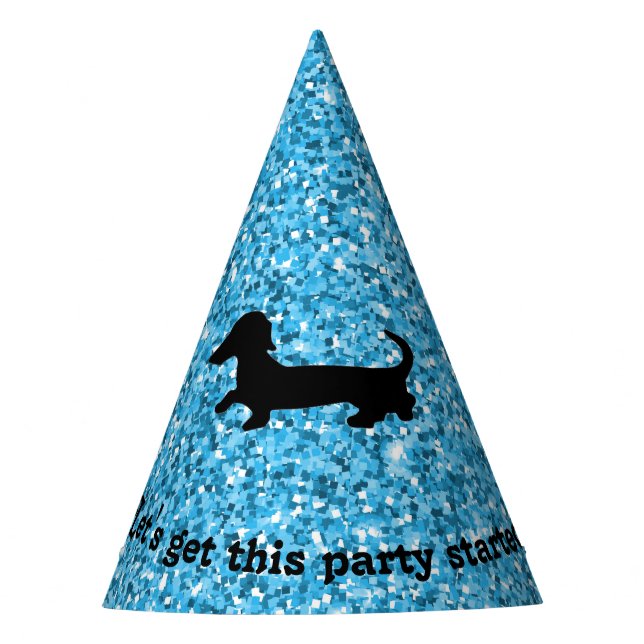 Chapeaux De Fêtes Casquettes de la Parties scintillant bleue Dachshu (Devant)