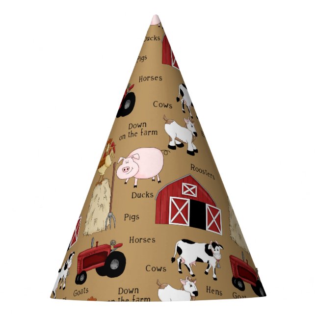 Chapeaux De Fêtes Casquettes de papier motif de la ferme (Devant)