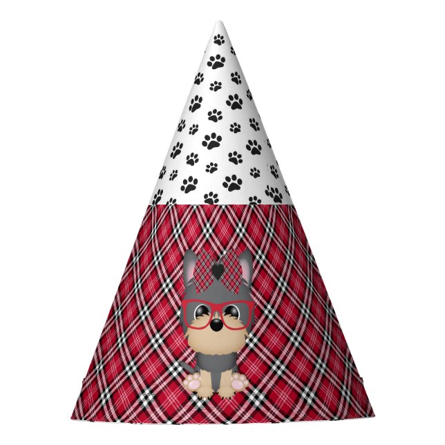 Chapeaux De Fêtes Casquettes rouges de fête d'anniversaire de plaid (Devant)
