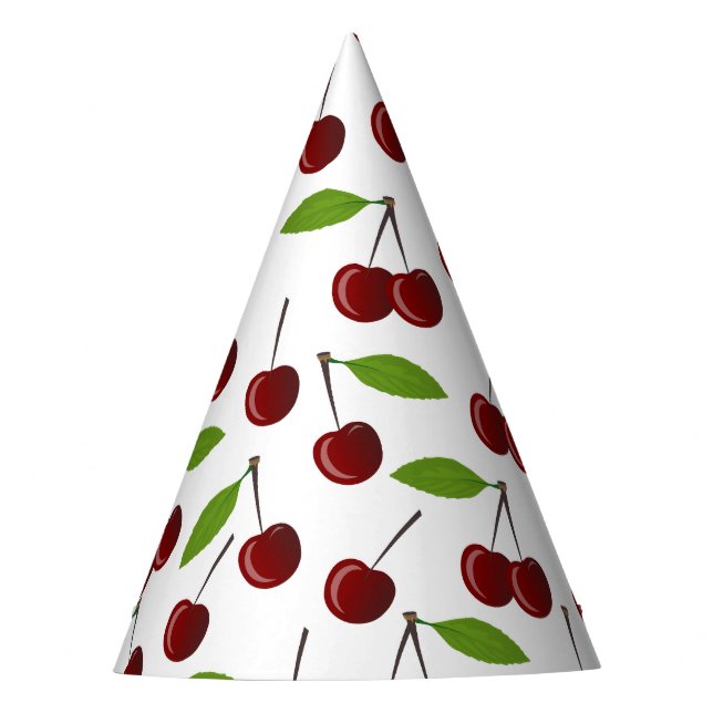 Chapeaux De Fêtes Cerise Rouge, Motif De Cerises, Feuilles, Fruits (Devant)