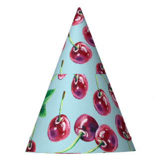 Chapeaux De Fêtes Cerises d'aquarelle modernes : Motif de baies jute