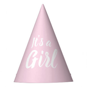 Chapeaux De Fêtes C'est une fille, baby shower rose clair, révélatio