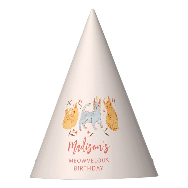 Chapeaux De Fêtes Chat Kitty Rose Meowvelous fête d'anniversaire (Devant)