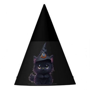 Chapeaux De Fêtes Chat noir d'Halloween blanc mignon