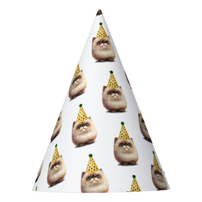 Chapeaux De Fêtes Chat noir mignon Anniversaire | Kitten Pawty (Devant)