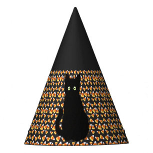 Chapeaux De Fêtes Chat noir, motif de maïs, Halloween amusant