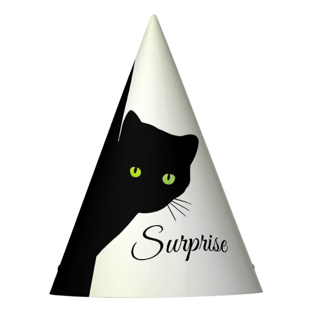 Chapeaux De Fêtes Chat noir teint vert Surprise (Devant)
