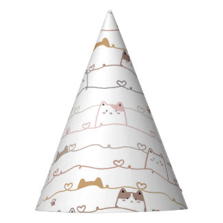Chapeaux De Fêtes Chats adorables regardant par-dessus des cœurs 