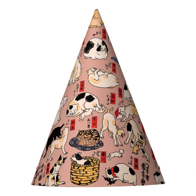 Chapeaux De Fêtes chats japonais Ukiyo-e Funny kitty (Devant)
