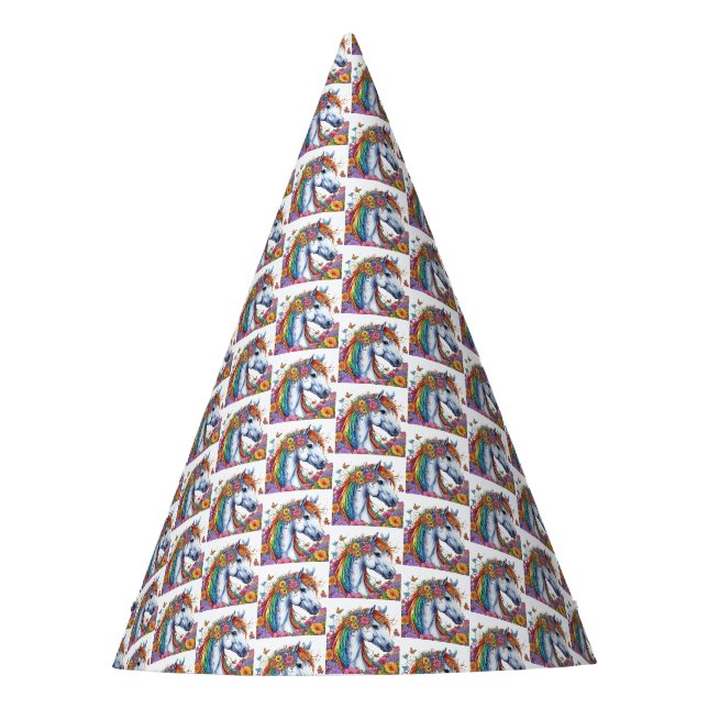 Chapeaux De Fêtes Cheval Whimsical Rainbow Floral Equestriday (Devant)