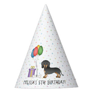 Chapeaux De Fêtes Chien Teckel à Poil Court Noir et Feu - Anniversai