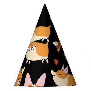Chapeaux De Fêtes Chiens De Corgi, Arrière - plan Sans Seamless.