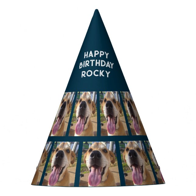 Chapeaux De Fêtes Chiens Photo Joyeux anniversaire Marine Bleu Perso (Devant)