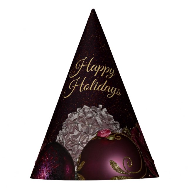 Chapeaux De Fêtes Christmas Party Pink Ornament Green Leaves Black (Devant)