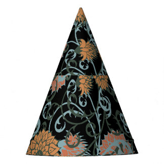 Chapeaux De Fêtes Chrysanthèmes Arrière - plan noir, Vintage floral.