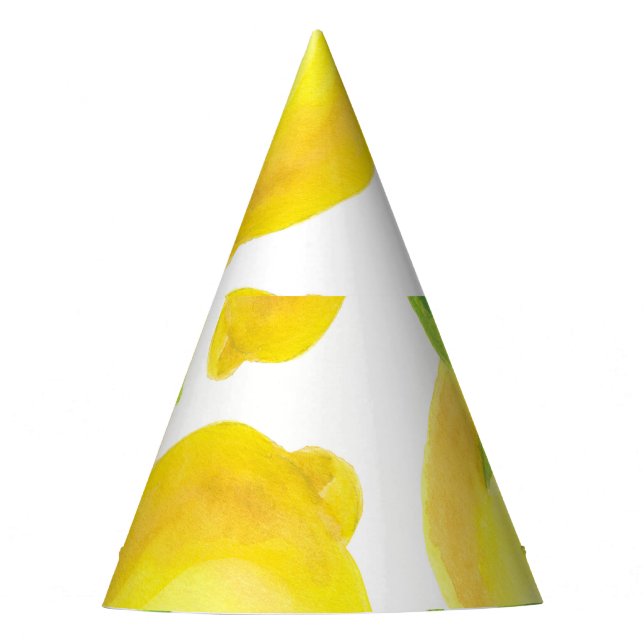 Chapeaux De Fêtes citrons et feuilles d'aquarelle : motif. (Devant)
