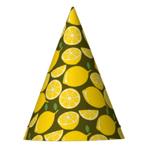 Chapeaux De Fêtes Citrons jaunes et motif vert olive : Citrus modern