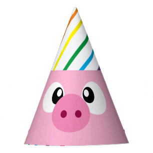 Chapeaux De Fêtes Cochon rose vêtu d'un casquette de fête casquette