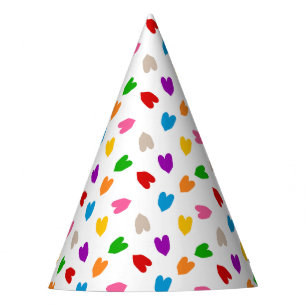 Chapeaux De Fêtes Cœurs Amour Motif Design Blanc Coloré