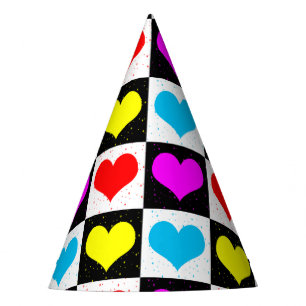 Chapeaux De Fêtes Coeurs d'amour colorés Bloc géométrique Imprimer