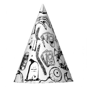 Chapeaux De Fêtes Collection Doodles Halloween, Style Vintage.