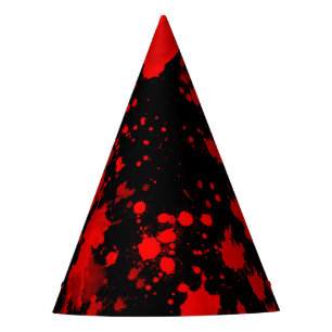 Chapeaux De Fêtes Coloré Black Red Paint Splatter Artistique Splash