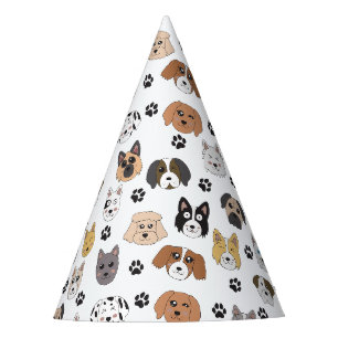 Chapeaux De Fêtes Coloré mignon Chiens amusants et Chien Paw Motif