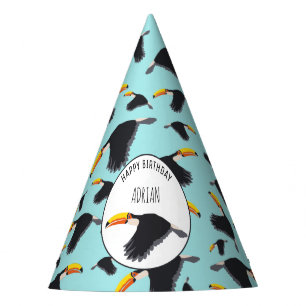 Chapeaux De Fêtes Coloré Toucan Tropical Bird Motif Anniversaire