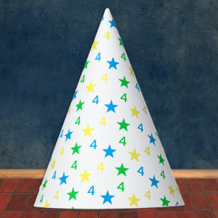 Chapeaux De Fêtes Colorée Stars Boys 4e anniversaire