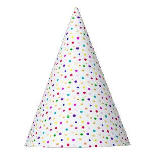 Chapeaux De Fêtes Confettis multicolores sur fond blanc