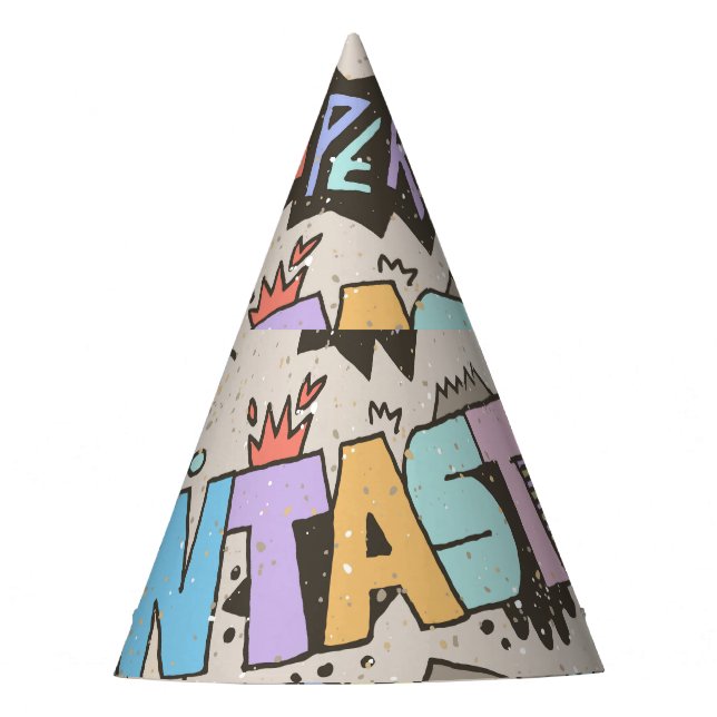 Chapeaux De Fêtes Cool Fun Doodle Lettres Vintage (Devant)