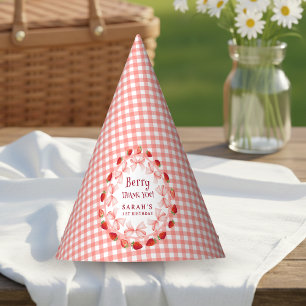 Chapeaux De Fêtes Coquette Berry Premier Anniversaire Rouge Gingham
