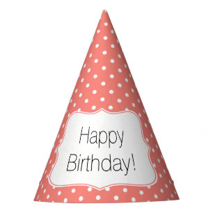 Chapeaux De Fêtes Coral rose et blanc Polka Dot Anniversaire
