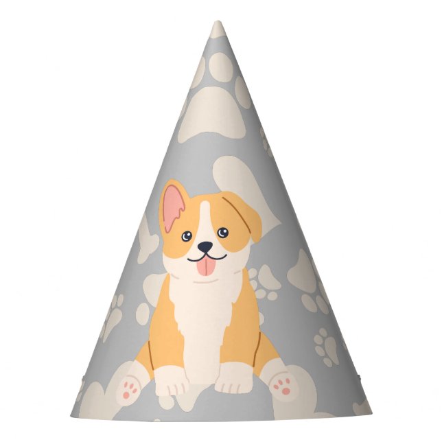 Chapeaux De Fêtes Corgi Au Coeur Pastel (Devant)